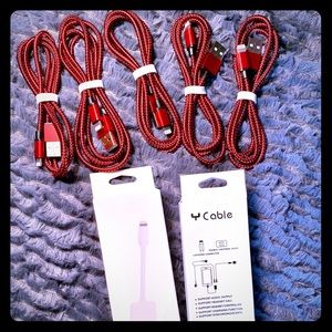 NWT iPhone Phone Charger Y Cable Bundle